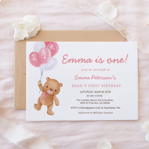 Menina Rosa Beará Primeiro Convite De Aniversári