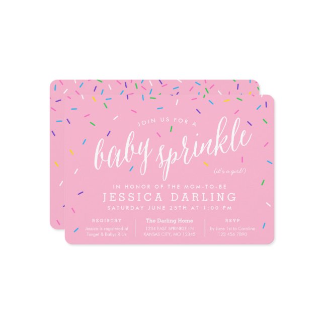 Menina Rosa, Bebê, Suspirar Convites (Frente/Verso In Situ)