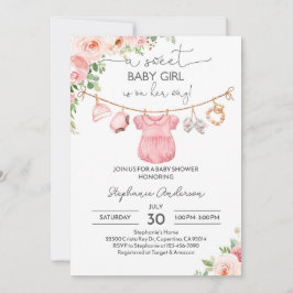 Menina Roupa Chá de fraldas Convite Um doce