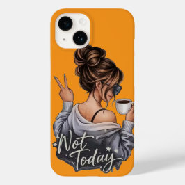 Menina Sassy com Estojo de Telefone Amarelo Não Ho