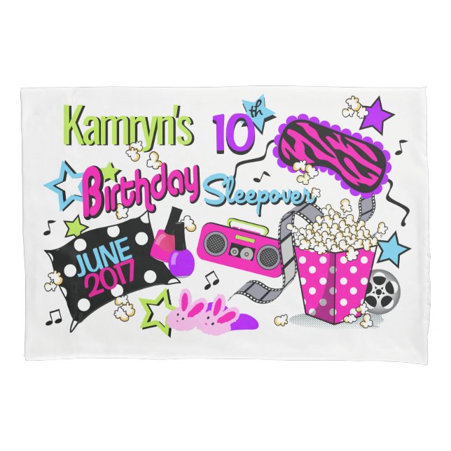 Menina Sleepover Pillowcase Festa de Bomba (Frente)