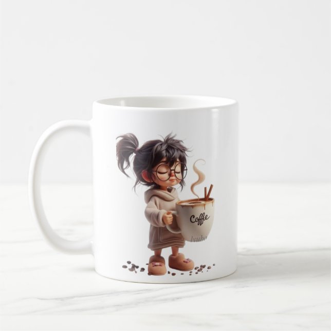 Menina Sonolenta com Caneca de Café Gigante –Vibra (Esquerda)