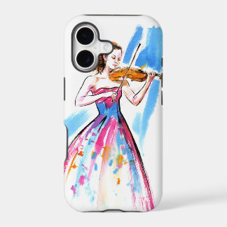 Menina tocando capas de iphone de violino