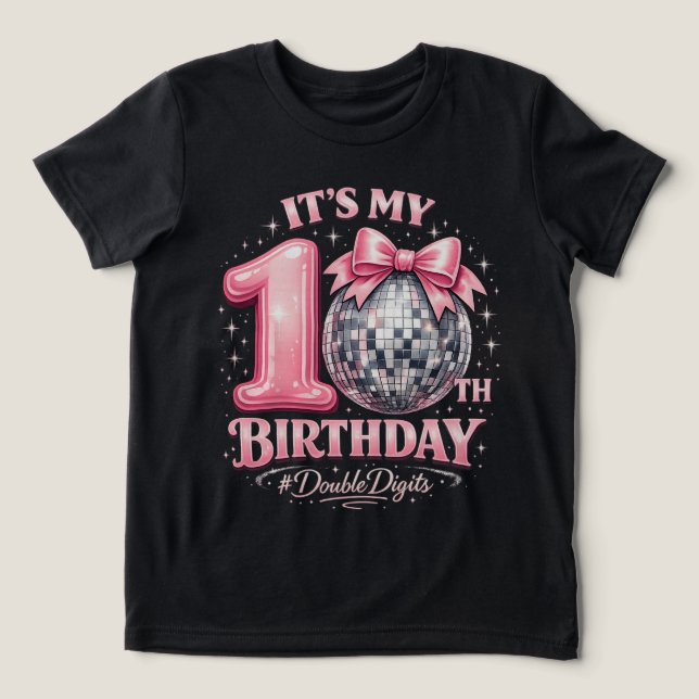 Meninas 10º Aniversário Bola de Discoteca Rosa Díg (Design frontal)