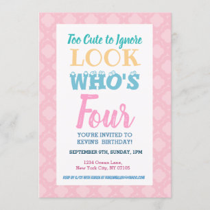 Meninas 4.º Aniversário Convites