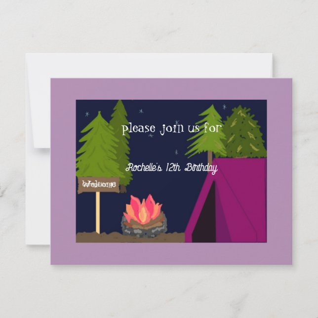 Meninas acampando Convite de aniversário de sono (Frente)