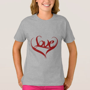Meninas Adoram Coração Meninas Crianças Camisetas