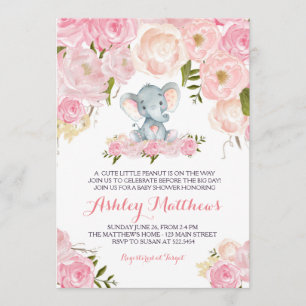 Meninas Bebê Elefante Bebês Convites