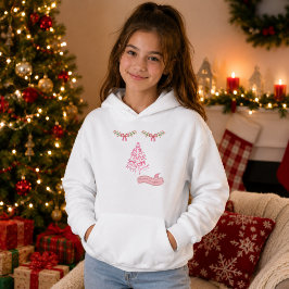 Meninas Blusão de Natal Rosa Árvore de Natal