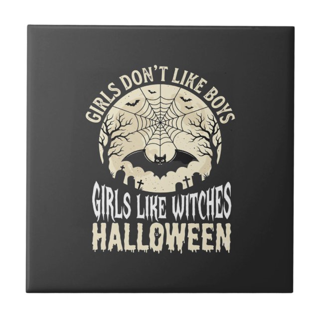 Meninas Como Bruxas Design de Morcego de Halloween (Frente)