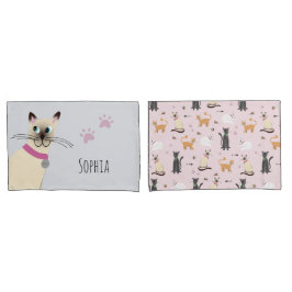 Meninas Cute Siamês Gato Imprime Nome Crianças