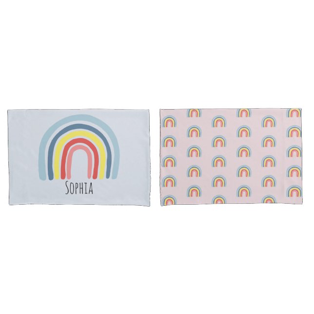 Meninas Cute Whimsical Rainbow Cartoon and Name Ki (Frente - conjunto)
