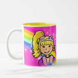 Meninas da princesa arco-íris caneca rosa