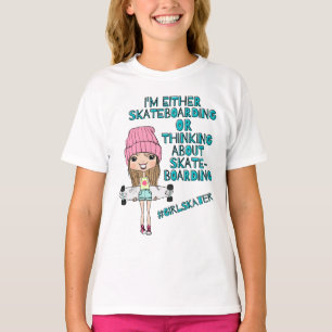 Meninas Engraçadas Skateboarder T - Camisa / #Rapa