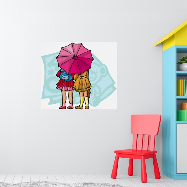 Meninas Escolares Sob Um Poster De Guarda-chuvas (Criador carregado)