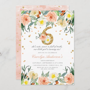 Meninas Florais Elegantes 6 Convites de Aniversári