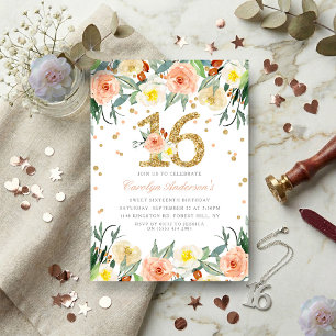 Meninas Florais Elegantes Doce 16 Convites de Aniv