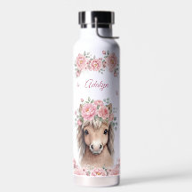 Meninas Fofo Rosa Floral Cavalo Nome Personalizado