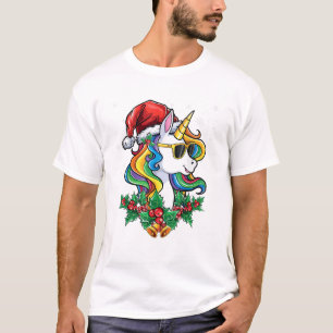 Meninas Meninos Unicórnio de Natal Camisa Santa Fo