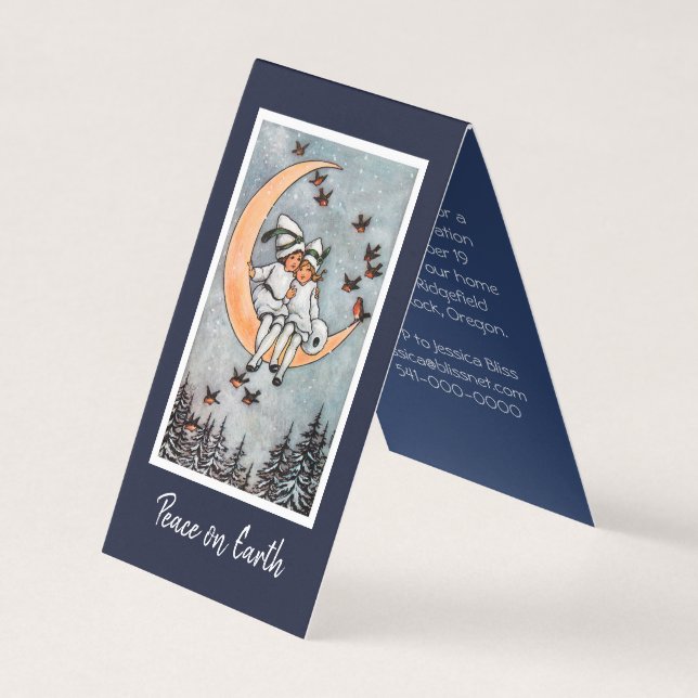 Meninas no convite de ChristmasHoliday da lua (Frente)