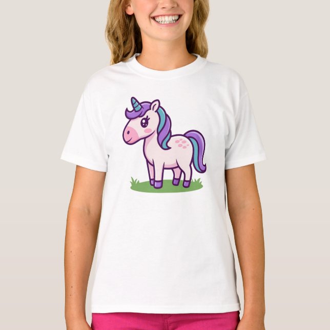 Meninas Personalizadas Camisetas Cute Unicorn Hors (Frente)