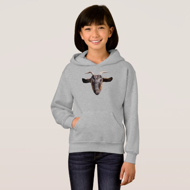 Meninas Pullover Hoodie Black/Tan Goat (Frente Completa)