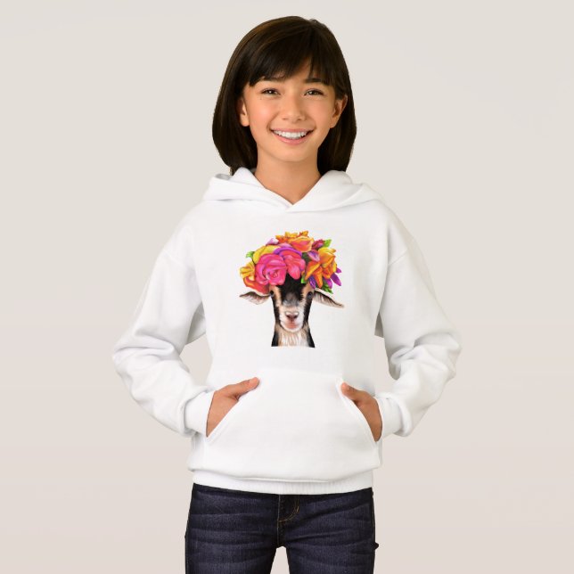 Meninas Pullover Hoodie Posey o Goat (Frente Completa)