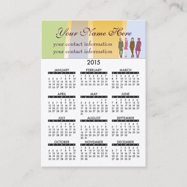 Meninas retros do calendário do cartão de visita (Frente)