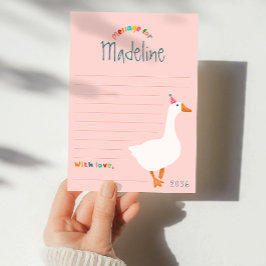 Meninas Rosa Ganso Primeiro Aniversário Cartões Cá