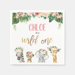 Meninas safari temem guardanapo selvagem de um ani