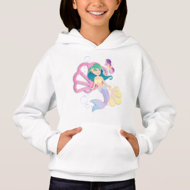Meninas Sereia Hoodie Youth X-Small to Large (Frente)
