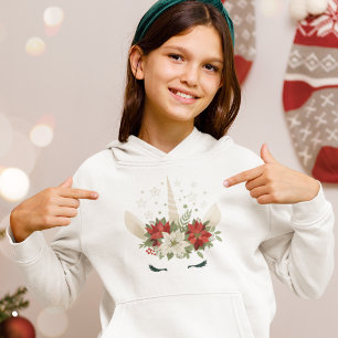 Meninas Unicórnio de Natal Poinsettia Floral