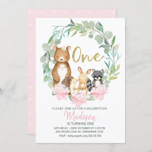 Meninas Woodland Wreath Primeiro Convite de Aniver