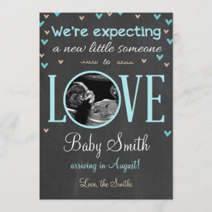 Menino azul do ultra-som do anúncio da gravidez d