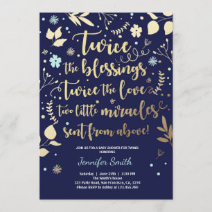 Menino azul Dourado do marinho do convite gêmeo do