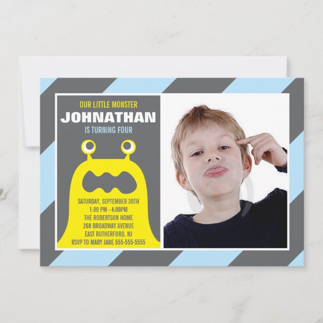 Menino bonito do convite do monstro (Frente)