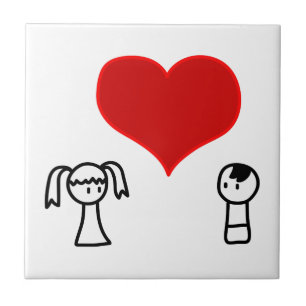 Menino bonito e menina no doodle do amor