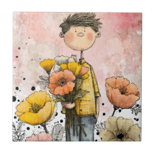 Menino Caprichoso Aquarela com Acentos Florais (1)