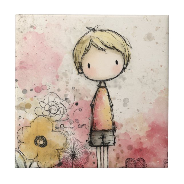 Menino Caprichoso Aquarela com Acentos Florais (2) (Frente)