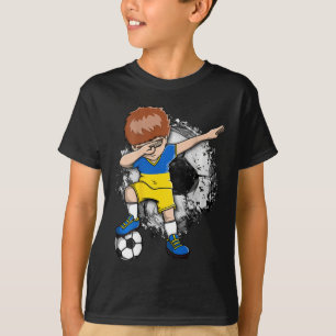 Menino de Futebol Dabbing - Camisa da Ucrânia Pé U