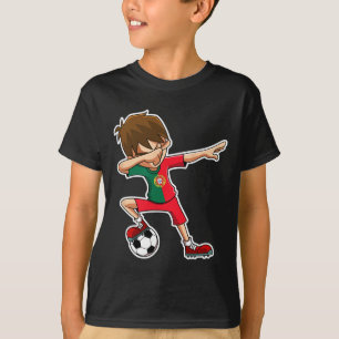 Menino de Futebol Dabbing Camisa de Portugal Crian