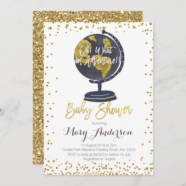 Menino do convite do chá de fraldas da aventura (Frente/Verso)