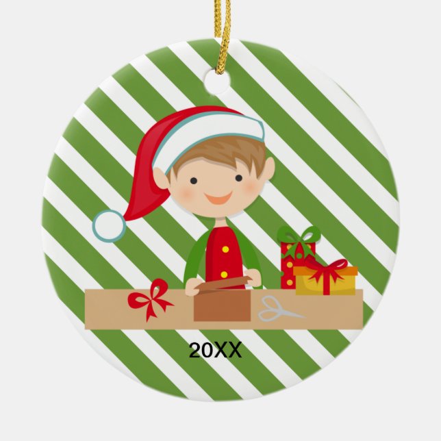 Menino do duende no ornamento da oficina (Frente)