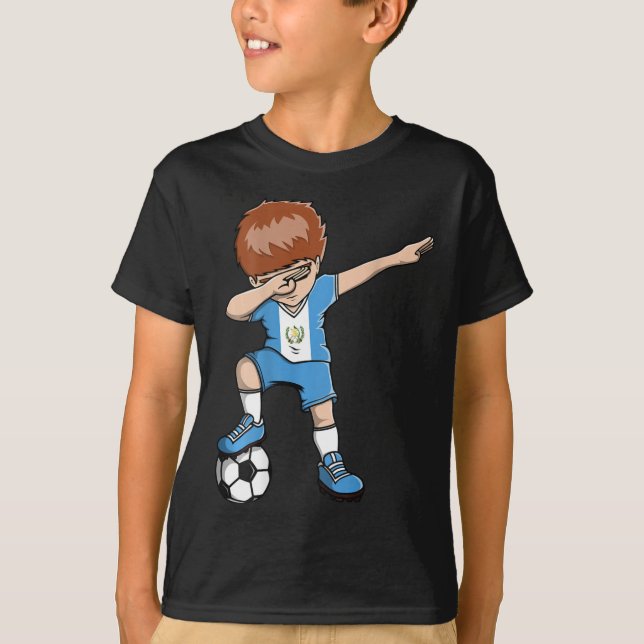 Menino do Futebol Dabbing Camisa da Guatemala Foo  (Frente)