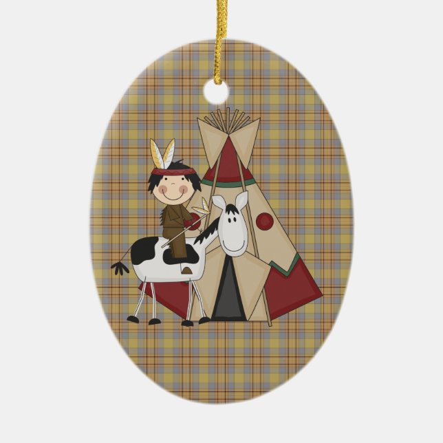 Menino do indiano do nativo americano dos enfeites (Frente)