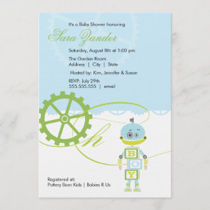 Menino dos convites do chá de fraldas do robô