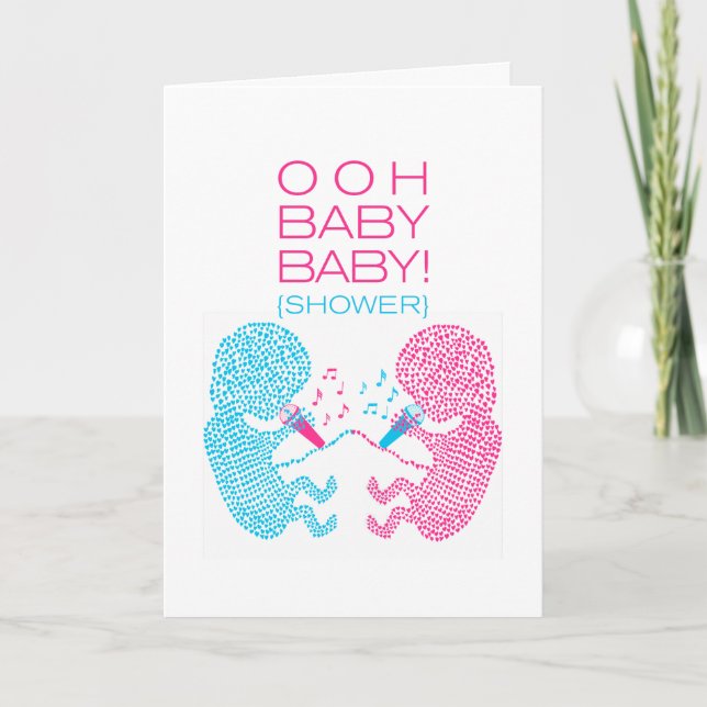 Menino e menina do convite do chá de fraldas dos (Frente)