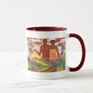 Menino e menina havaianos - caneca de Arman