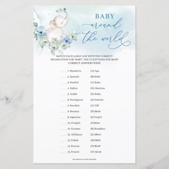 Menino Elefante Eucalyptus Bebê ao redor do mundo (Frente)