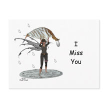 Menino Fada da Chuva Com Cartão Postal de Folha